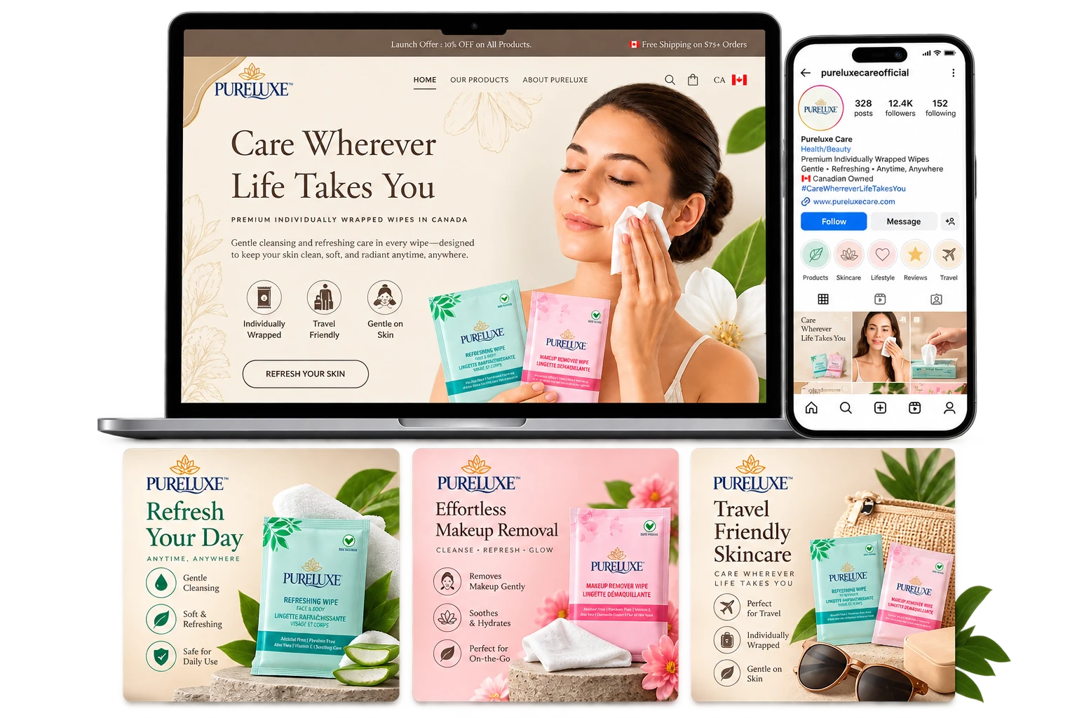 Pureluxe Care – Website Development & Social Media Marketing Pureluxe Care website and social media marketing case study by Good Old Geek